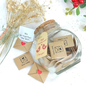 Liebesnoten im Einmachglas, Romantische Botschaft, Geschenk für Sie, Geschenk für Ihn, Valentinstag, Geschenk für Paare, Jubiläumsgeschenk, Happy Valentine's Day