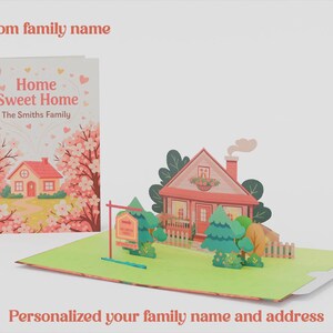 Home Sweet Home Popup-Karte, Personalisierte Einweihungskarte, Geschenk für die Familie, Grußkarte, Glückwunschkarte