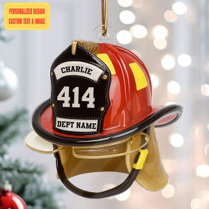 Personalized Acrylic 3D Effect Firefighter Helmet Ornament ,Fire Department Keepsake 2025 Gift, Gifts for husband