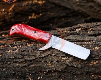 Handmade 1095 Carbon Steel Hunting Knife, Natural Rosewood Handle Personalized Skinning Knife with Leather Sheath. Gift Knife, Hunter Knife