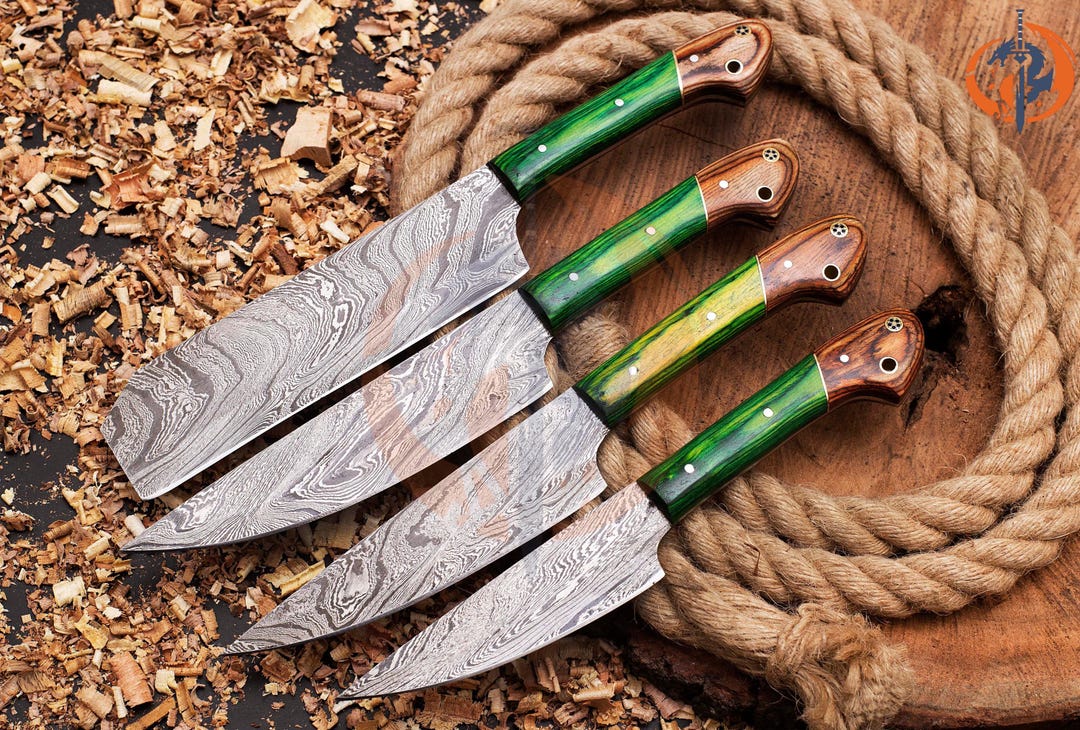 Artisan Damascus Steel 5-Piece Culinary Knife Set with Leather Roll main image 0