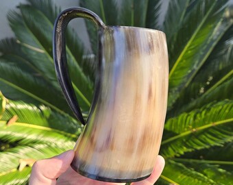 Polished Ox Horn Mug – Viking Medieval Decor, 5-Inch