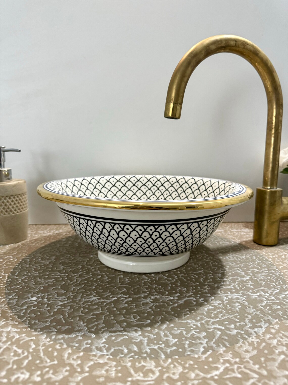 Timeless 14k Gold-rimmed Ceramic Wash Basin - Luxury Finish - Etsy