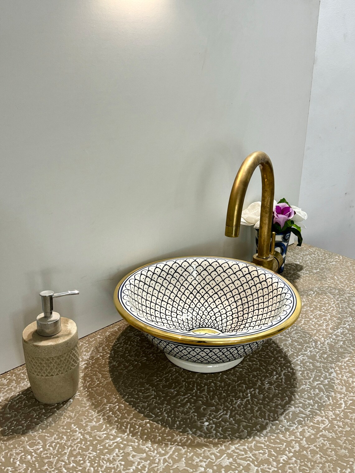 Timeless 14k Gold-rimmed Ceramic Wash Basin - Luxury Finish - Etsy