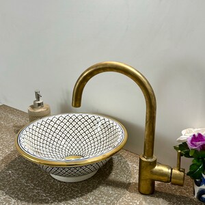 Timeless 14k Gold-rimmed Ceramic Wash Basin - Luxury Finish - Etsy