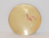 Japanese Nogawa Meiji Period Mixed Metals an Inlaid Bronze Copper Silver Plate Charger Geese Flying Below the Full Moon