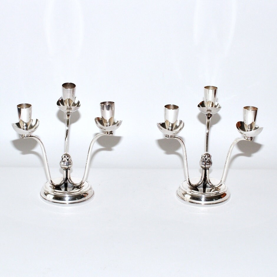 Vintage Danish Einar Dragsted Silverplated Candelabras Made in - Etsy