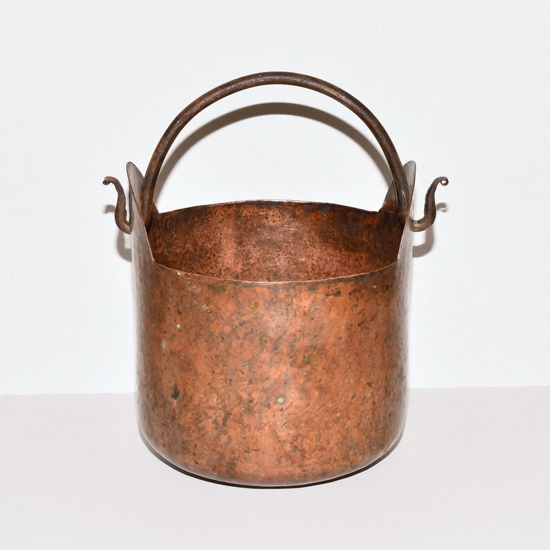 Antique Copper Cauldron Apple Butter Pot With Wrought Iron Etsy