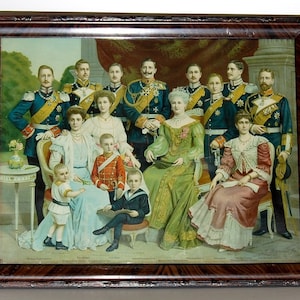 Antique Chromolithograph Royal Family Kaiser Wilhelm II Augusta Victoria of Germany