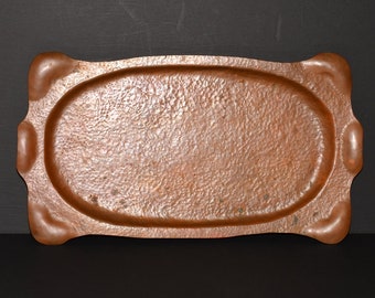 Antique Arts & Crafts Art Nouveau Hand Hammered Copper Large Tray