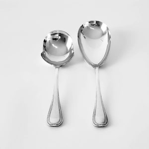 Vintage Christofle in the Malmaison Pattern Silver Plated Serving Spoon and Ladle, Pair
