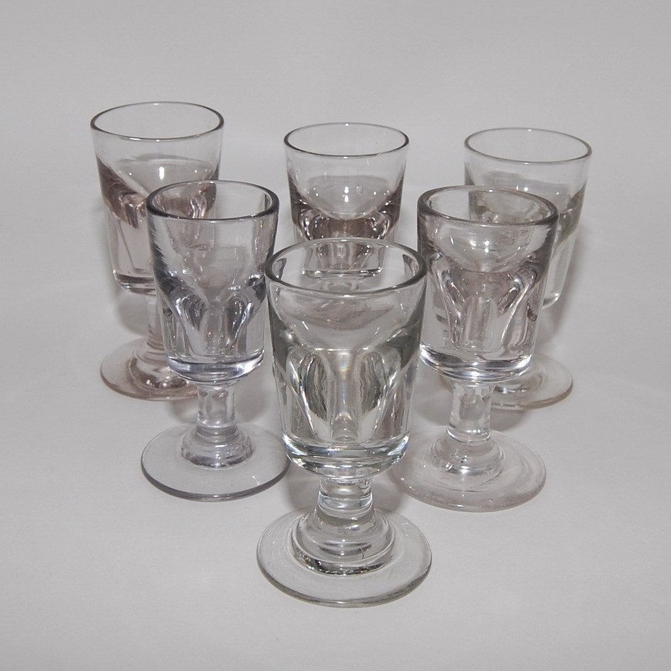 Antique Deceptive Toasting Drinking Glasses, Shooters, Antique Shot