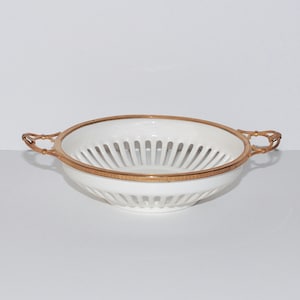 Antique Royal Vienna Hutschenreuther Germany Reticulated Porcelain & Ormolu Pierced Basket Dish, circa 1800s