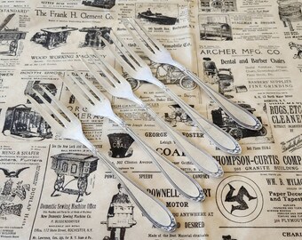 Antique German Silver Floral Pastry Forks, Set of 5