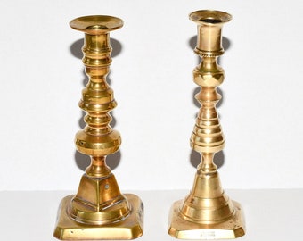 Antique Victorian England Candlestick Holders, Odd Pair, circa 1890s