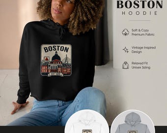 Felpa corta con skyline di Boston