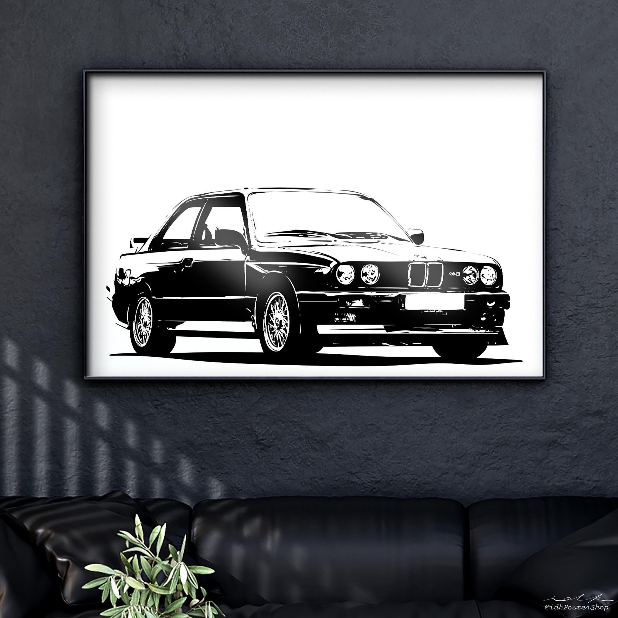 Tableau Sur Toile BMW M3 Noir - Décor Mural Classique, Poster Panorama, Neuf