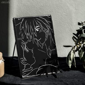 ハウルの動く城ファンアートプリント - 白黒アニメポスター - 手描きスタジオジブリイラスト - 宮崎駿にインスパイアされた