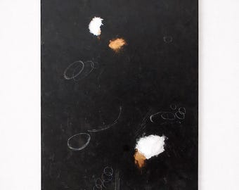 Pintura abstracta en cobre / Obra original sobre lienzo negro / Decoración de pared moderna / 70 x 50 cm