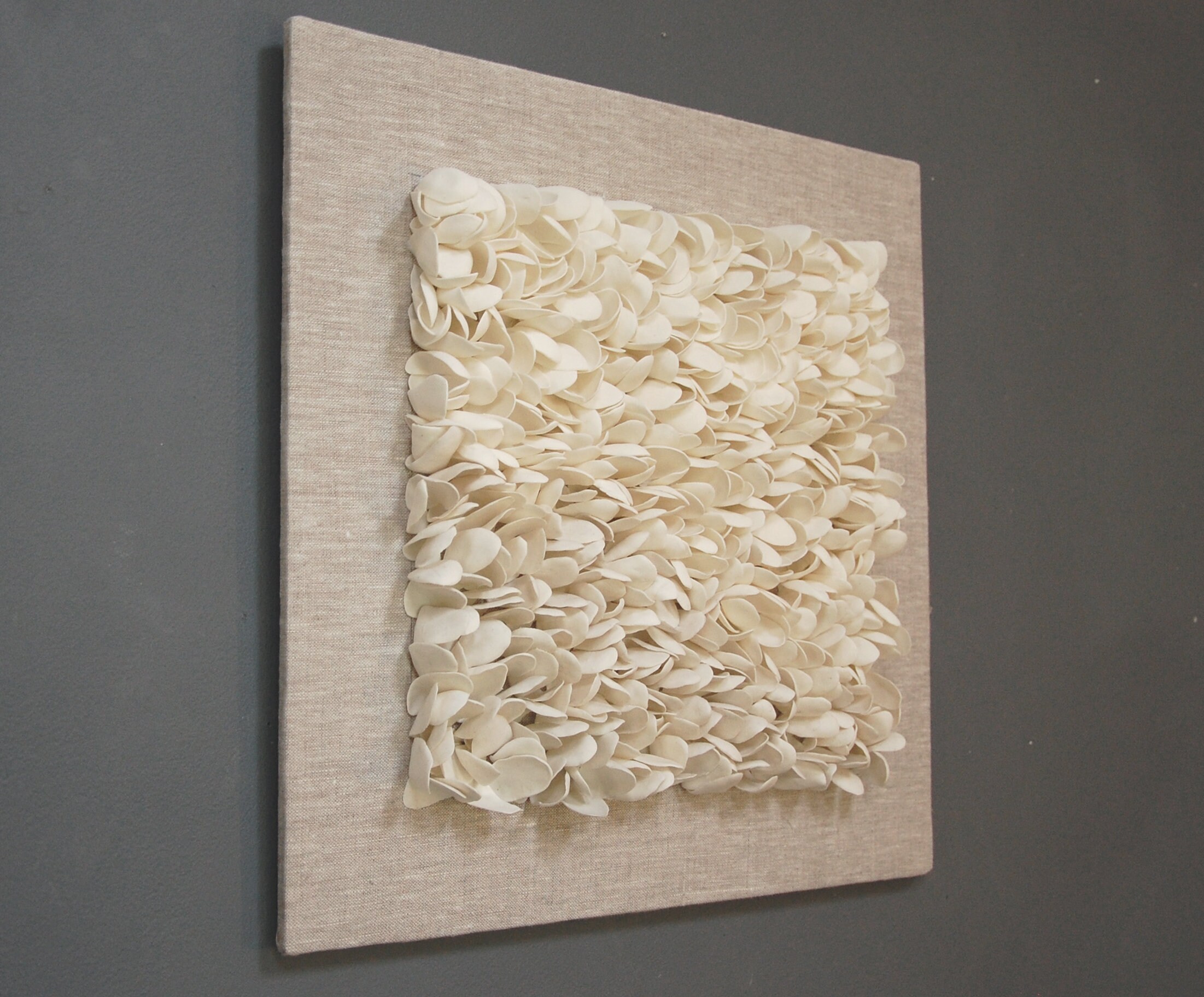 Organic Modern 3D Designer Wall Decor - Cream Linen Framed Clay Textured Dimensional Wall Art - Etsy