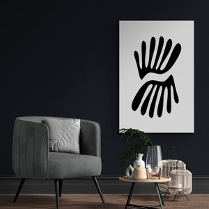 Bold Modernist Graphic Matisse Style Wall Art - Black and White Minimalist Painting Wall Decor in Custom Sizes