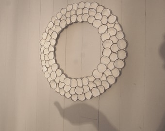 Round Dimensional Abstract Clay Wreath Circle Wall Art Decor in Off-White and Custom Colors - Ready to Ship Gifts