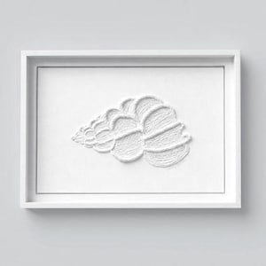 Textured Wentletrap Shell Minimalist String White Wall Art - Nautical Gifts Modern Organic Seashell Art