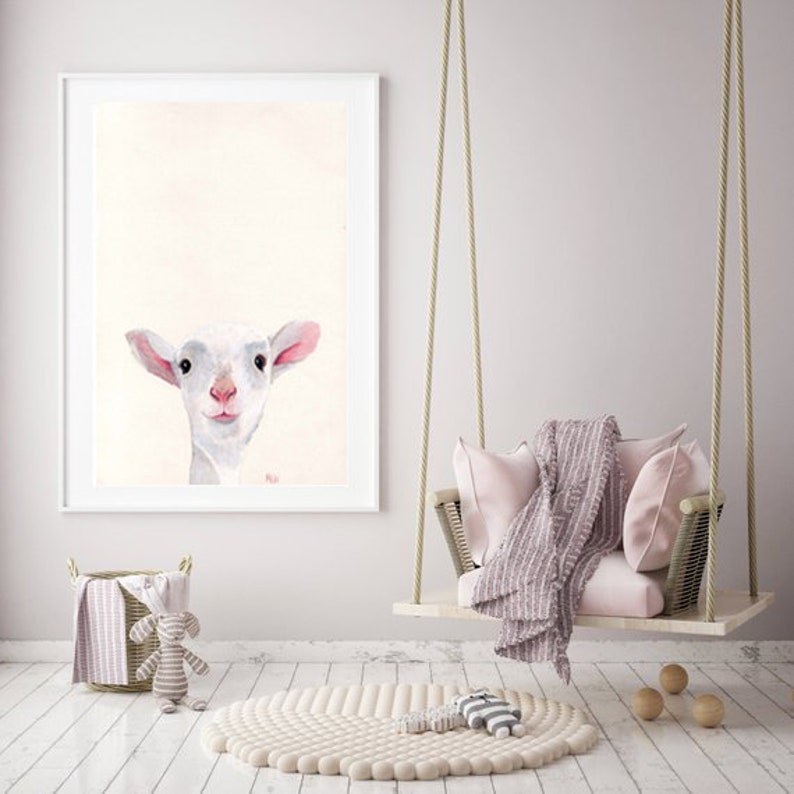 Lamb Print Nursery Lamb Nursery Animals Nursery Animal image 0