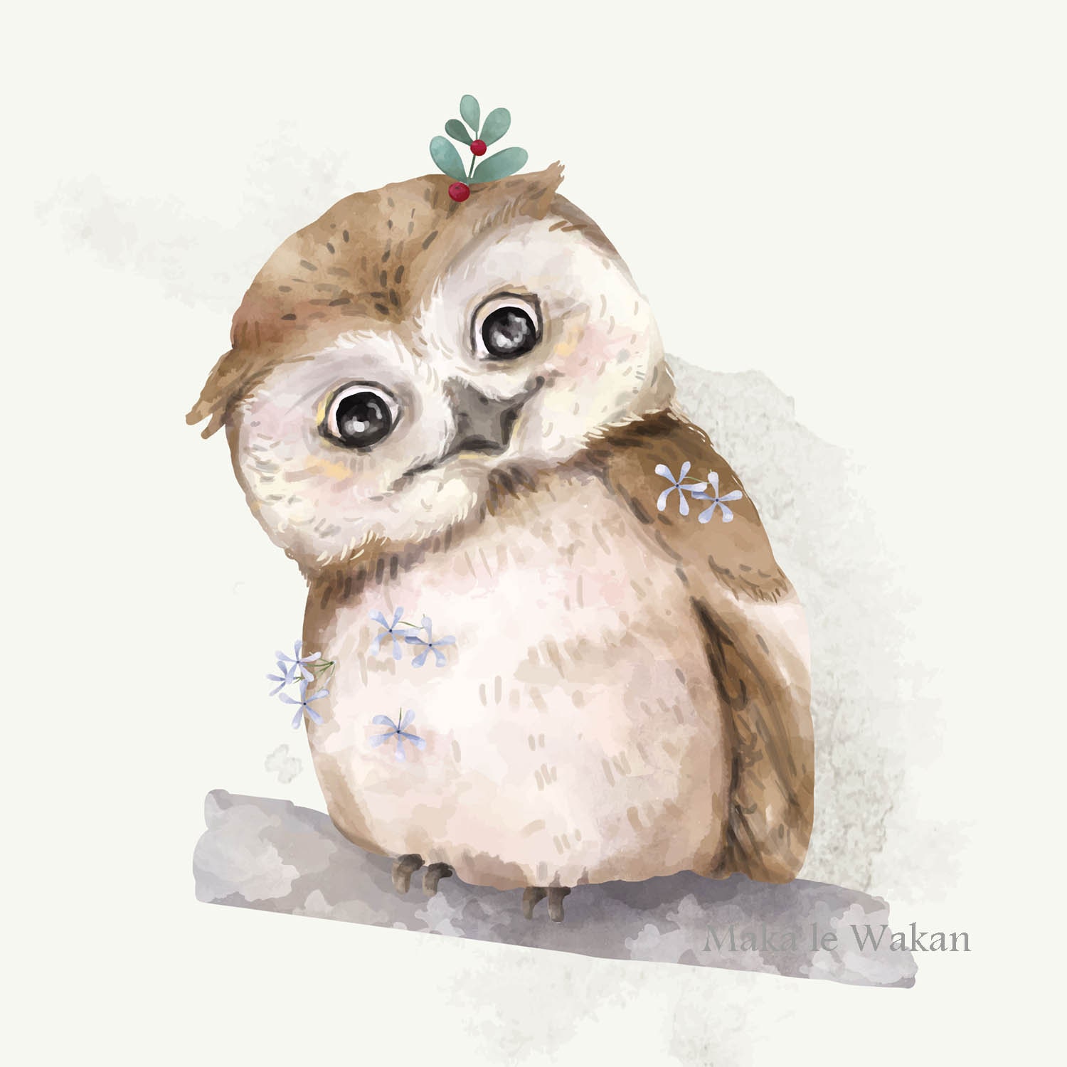 Baby Owl Print Printable Nursery Art Watercolor Owl Cute | Etsy