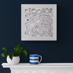 White Textured String Art | Abstract Geometric Circles Wall Sculpture | Modern Neutral Fiber Art