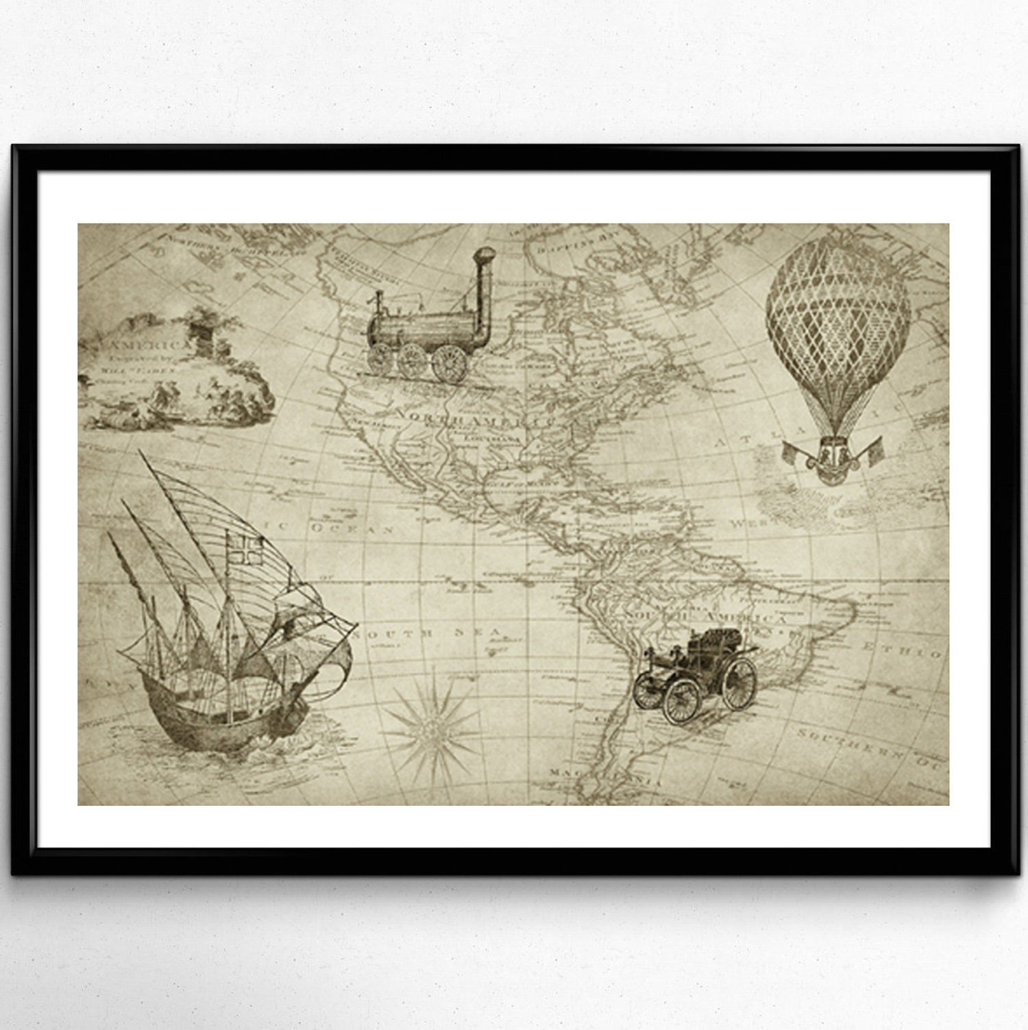 Vintage Map Download Old World Map Sepia Printable Map | Etsy