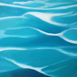 Arte abstracto de agua pintura de agua, decoración de la casa del lago, pintura del océano, pintura del mar, pintura azul, decoración náutica, decoración de la casa de playa imagen 7