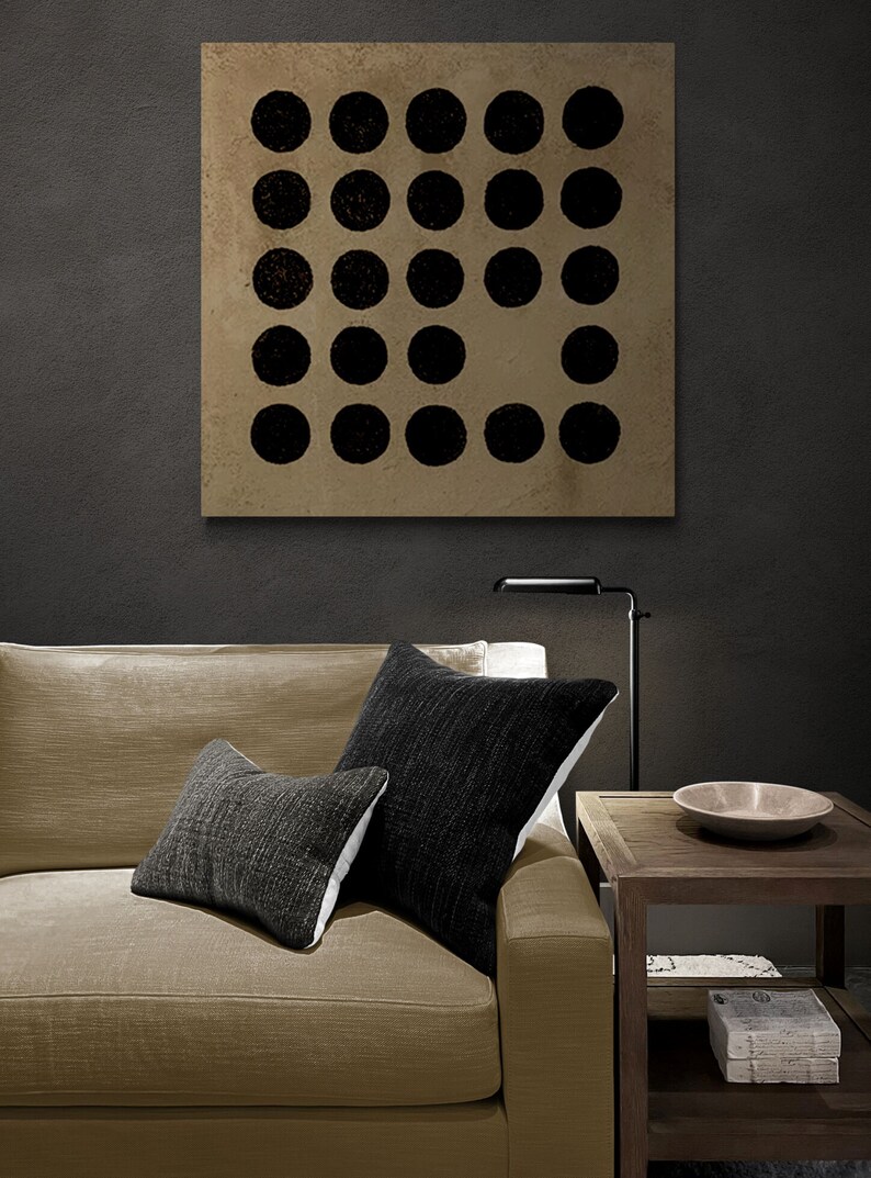 Circles Large Minimalist Neutral Beige Brown Black Canvas Abstract Painting Wall Art Modern Wall Decor image 4