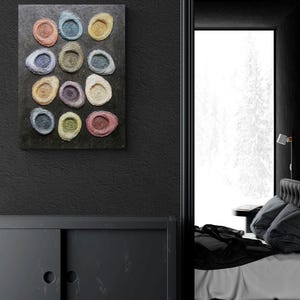Geometric Shapes Dimensional Textured Plaster Relief Art  - Colorful Abstract 3D Wall Art