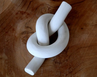 Decorative Knot Minimalist White Infinity Knot Decor or Paperweight for Coffee Table or Modern Shelfie