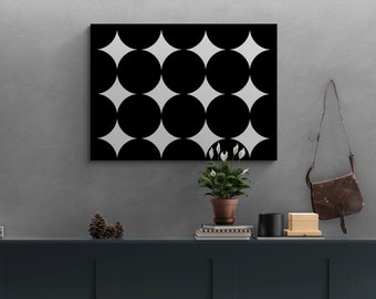 Large Simple Minimalist Wall Art Painting in Black and White Canvas Wall Art Modern Decor
