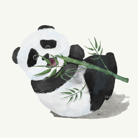 Panda Print Printable Nursery Art Watercolor Panda Cute Baby Etsy
