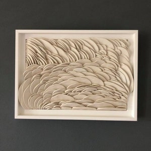 Decoración de pared de arcilla: arte de pared con olas, arte minimalista, arte fluido, arte de pared texturizado, arte de flujo, arte de formas, escultura de olas, escultura biomórfica