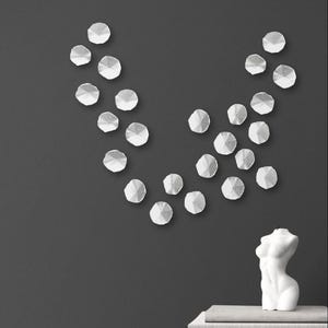 Handmade Clay Flower Wall Art Installation: Japandi Minimalist Statement Wall Sculpture, Custom Amounts - &quot;Bindweed&quot;