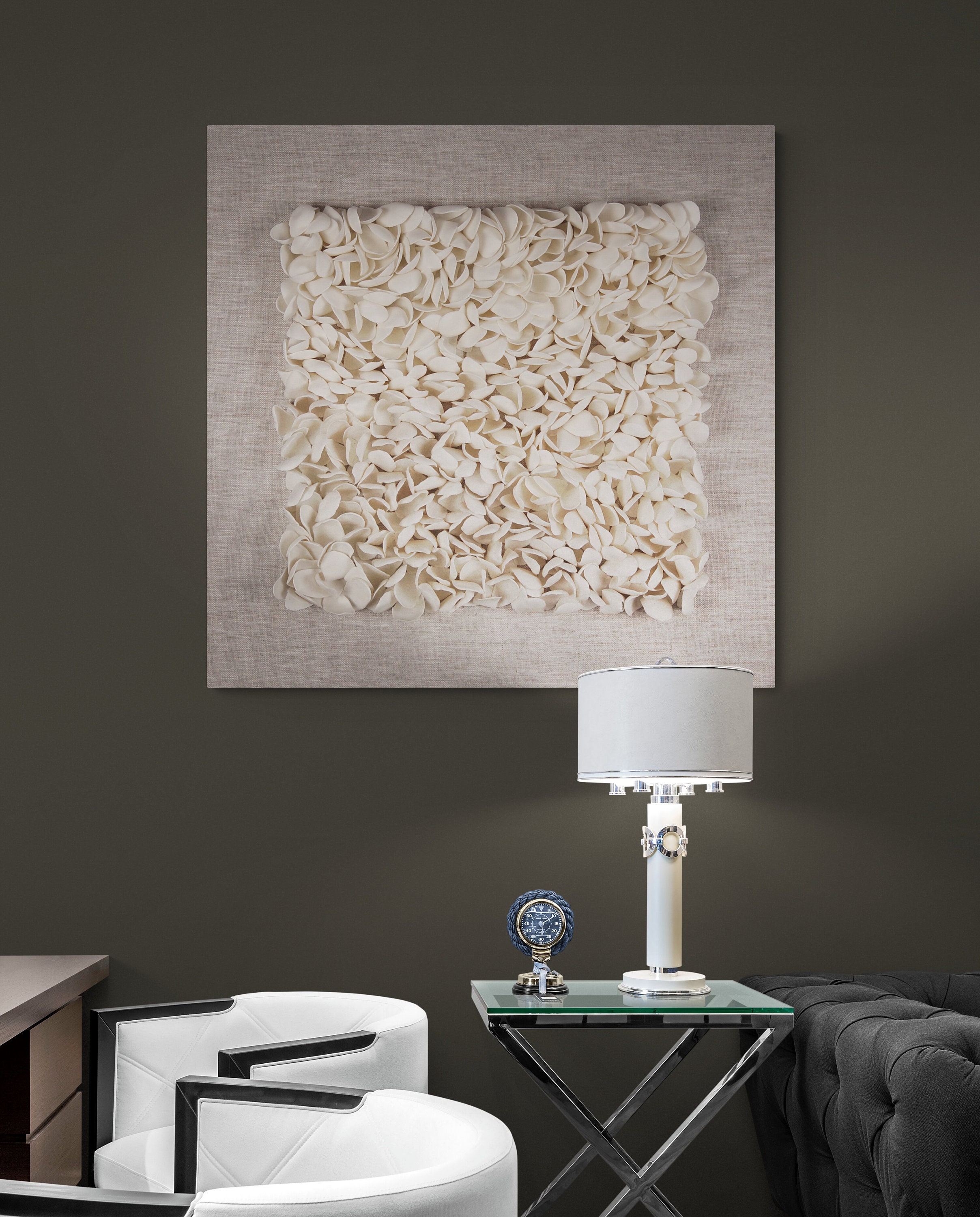 Organic Modern 3D Designer Wall Decor - Cream Linen Framed Clay Textured Dimensional Wall Art - Etsy