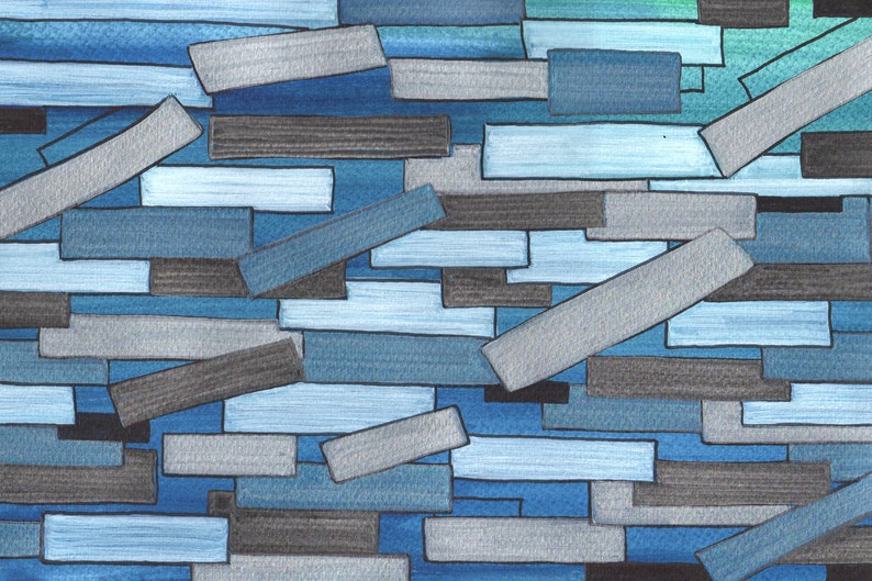 Geometric Abstract Print Blue Abstract Printable Art Instant Etsy