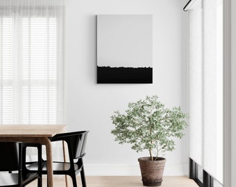 Art mural noir et blanc, peinture minimaliste abstraite sur toile, décoration contemporaine minimale