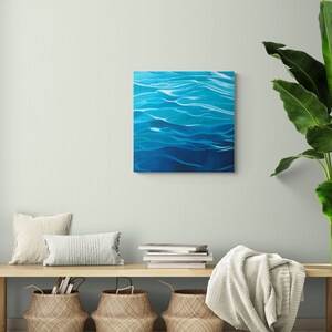 Arte abstracto de agua pintura de agua, decoración de la casa del lago, pintura del océano, pintura del mar, pintura azul, decoración náutica, decoración de la casa de playa imagen 4