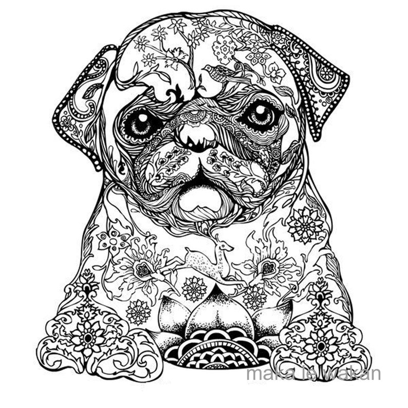 Dog Coloring Page Adult Coloring Page Downloadable Dog for - Etsy