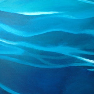 Arte abstracto de agua pintura de agua, decoración de la casa del lago, pintura del océano, pintura del mar, pintura azul, decoración náutica, decoración de la casa de playa imagen 8