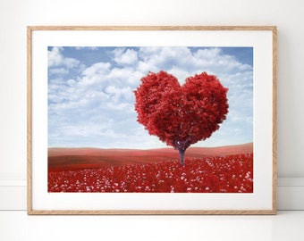 A1 Love Heart Tree Couple Together Poster Art Print 60 x 90cm 180gsm Gift #14950