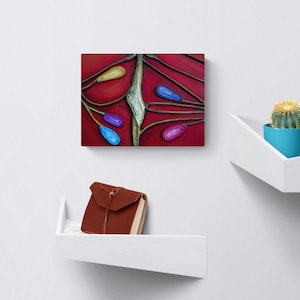 Textured Abstract Mixed Media Painting Colorful Wall Art Hanging in Modern Organic Style