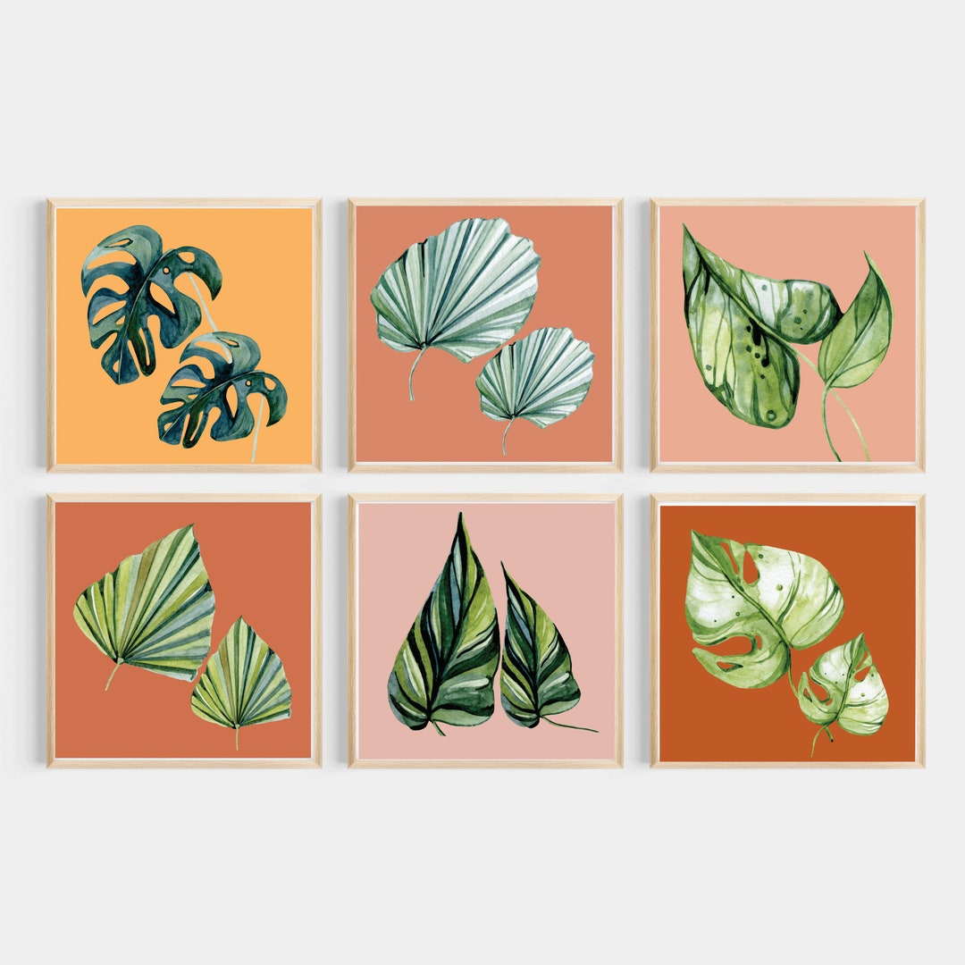 Printable Art Square Set of 6 Boho Plants Monsterra - Etsy