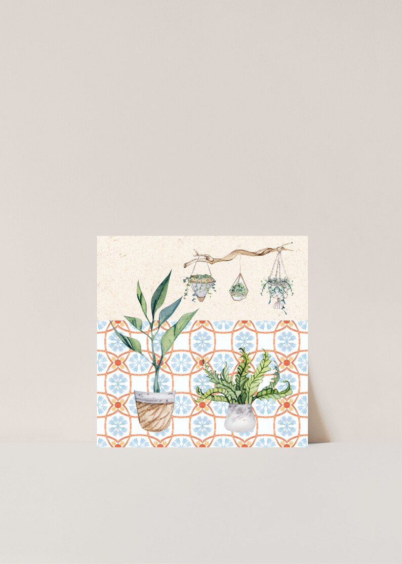 Printable Art Plants Boho Tiles Square Set of 6 - Etsy