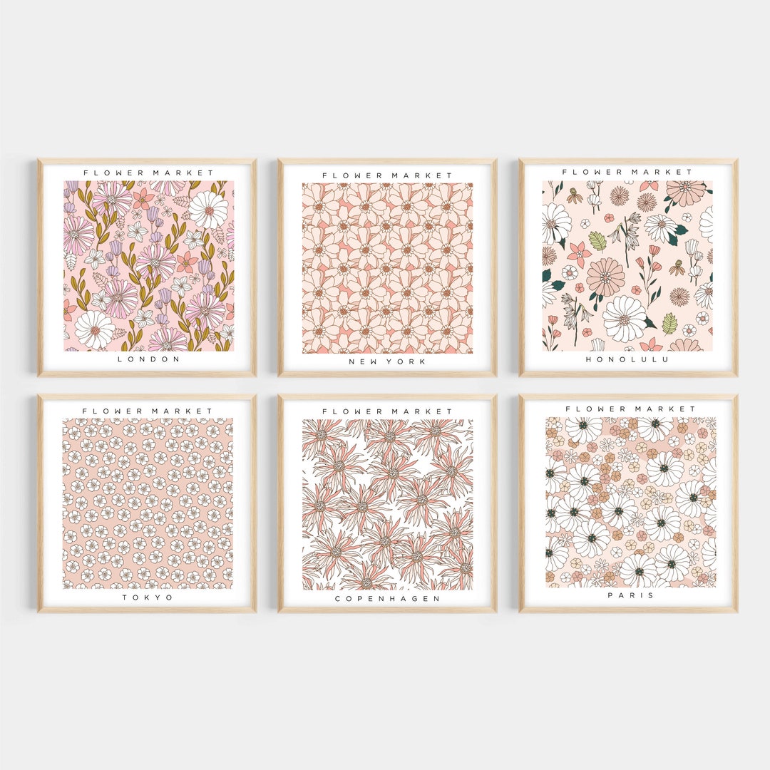 Printable Art Square Set of 6 Flower Market Pink - Etsy